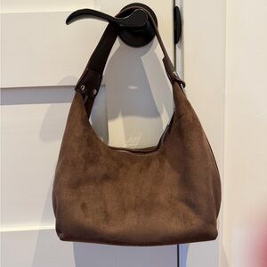 Elegant Brown Suede Hobo Bag